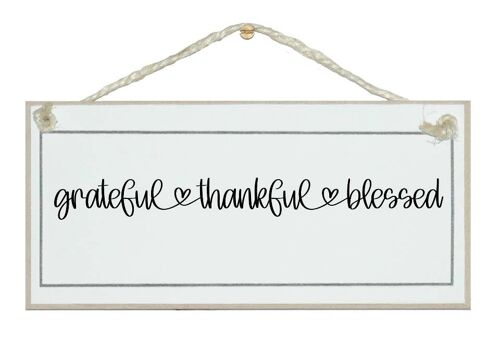 Thankful Grateful Blessed Scroll Farmhouse Home Signs