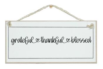 Gratitude Grateful Blessed Scroll Farmhouse Signes