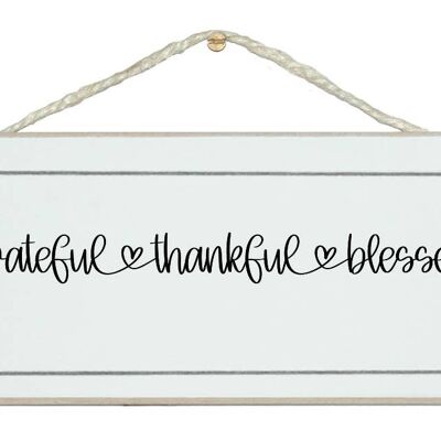 Thankful Grateful Blessed Scroll Farmhouse Home Signs