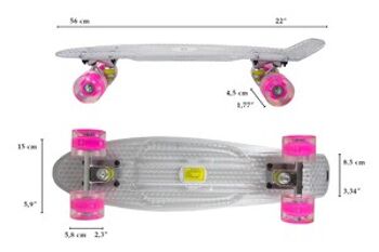 Skateboard avec planche antidérapante et roues blanches souples 2