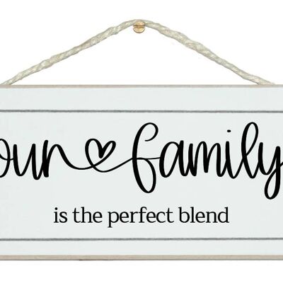 Our Family Perfect Blend Home Scroll Farmhouse Home Signs