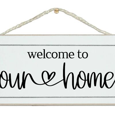 Bienvenido a nuestro Home Scroll Farmhouse Home Signs