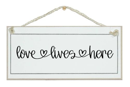 Love Lives Here Scroll Farmhouse Home Signs