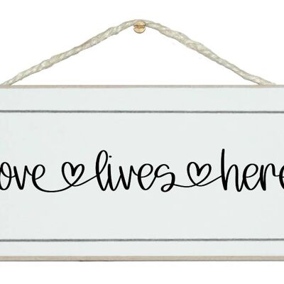 Love Lives Here Scroll Farmhouse Home Signs