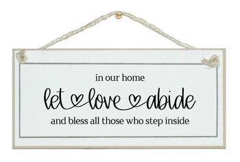 Let Love Abide Here Scroll Farmhouse Home Signs