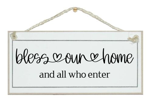 Bless Our Home Scroll Farmhouse Home Signs