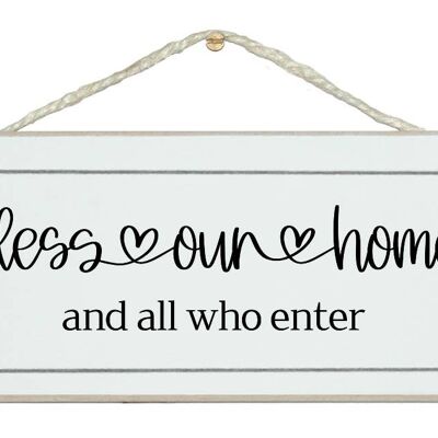 Bless Our Home Scroll Farmhouse Home Signs