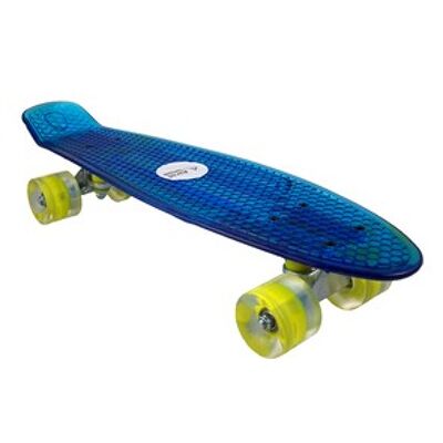 Skateboard avec planche antidérapante et roues bleues souples