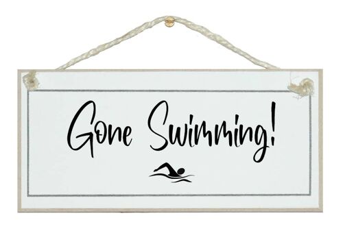 Gone Swimming Beach Sport Signs