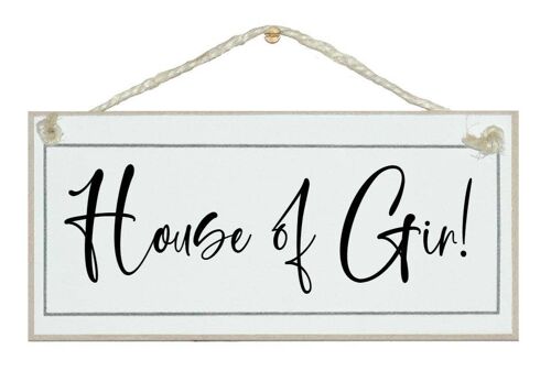 House of Gin Drink Signs