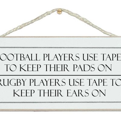 Rugbyspieler, haltet die Ohren auf. Sportzeichen