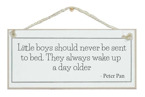 Boys wake up a day older. Peter Pan Quote Signs