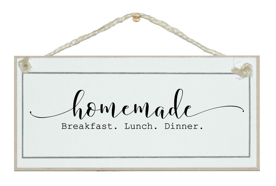 Hausgemachtes Frühstück, Mittagessen, Abendessen. Startseite Zeichen