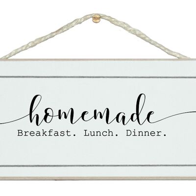 Hausgemachtes Frühstück, Mittagessen, Abendessen. Startseite Zeichen