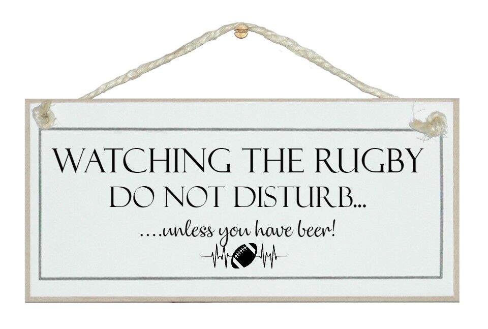 Non disturbare, guardando Rugby Sport Signs
