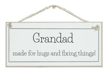Grand-père, câlins et réparation de choses Signes pour enfants
