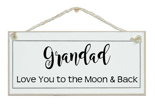 Grandad love you moon and back Children Signs