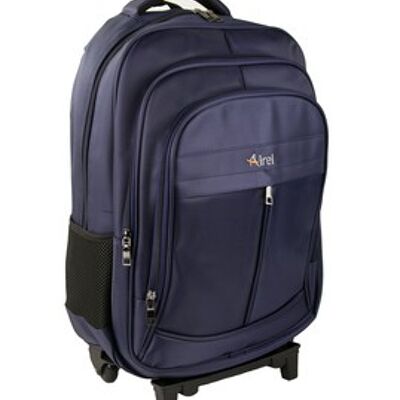 Travel backpack with removable trolley with wheels in navy blue