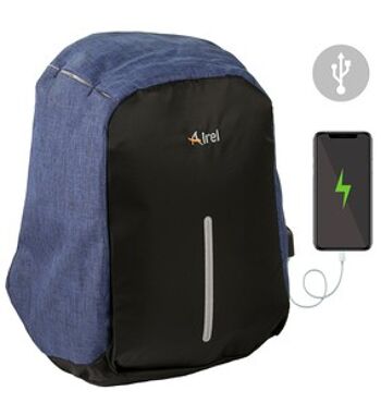 Sac à dos avec chargeur portable pour téléphone portable 44x31x12 cm couleur noir bleu 1