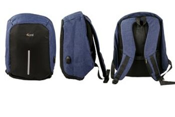 Sac à dos avec chargeur portable pour téléphone portable 44x31x12 cm couleur noir bleu 3