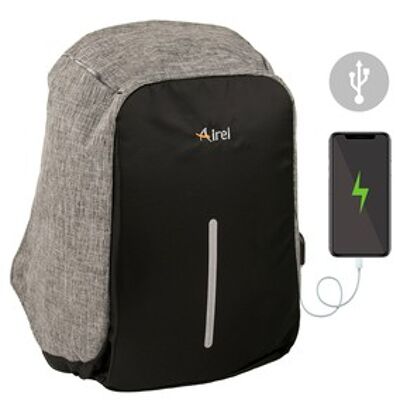 Rucksack mit tragbarem Ladegerät für Handy 44x31x12 cm Farbe schwarz grau