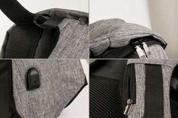 Sac à dos avec chargeur portable pour téléphone portable 44x31x12 cm couleur noir gris 4