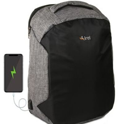 Backpack with portable charger for mobile phone 46x33x16 cm color black gray