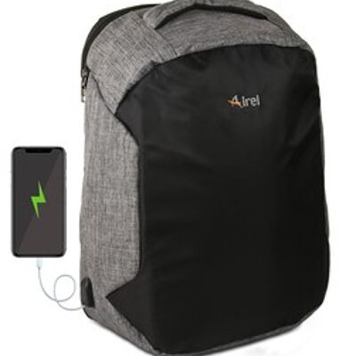 Rucksack mit tragbarem Ladegerät für Handy 46x33x16 cm Farbe schwarz grau