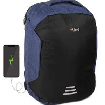 Rucksack mit tragbarem Ladegerät für Handy 45x36x18 cm Farbe schwarz blau