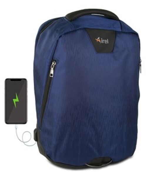 Mochila con cargador portátil para teléfono móvil 41x35x15 cm color azul marino