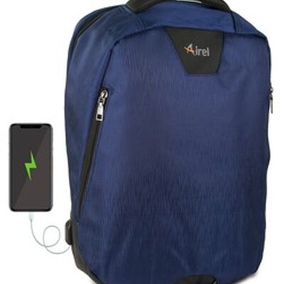 Backpack with portable charger for mobile phone 41x35x15 cm navy blue
