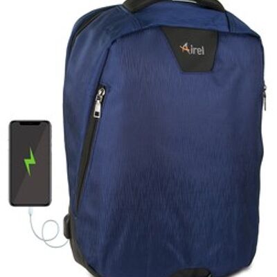 Zaino con caricatore portatile per cellulare 41x35x15 cm blu navy