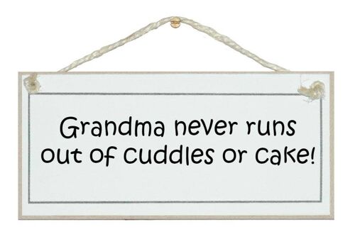 Grandma, cuddles and cake Children Signs
