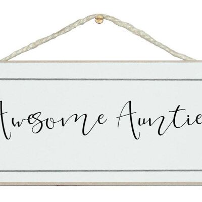 Awesome Auntie! Ladies Signs | Scroll Font