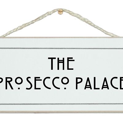 Prosecco-Palast-Getränk-Schilder