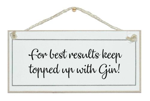 ....Keep topped up with Gin! Drink Signs