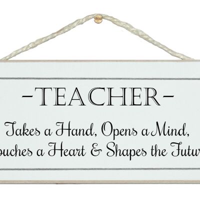 Ein Lehrer nimmt eine Hand ... Zeichen