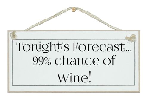 Forecast 99% chance of wine Drink Signs