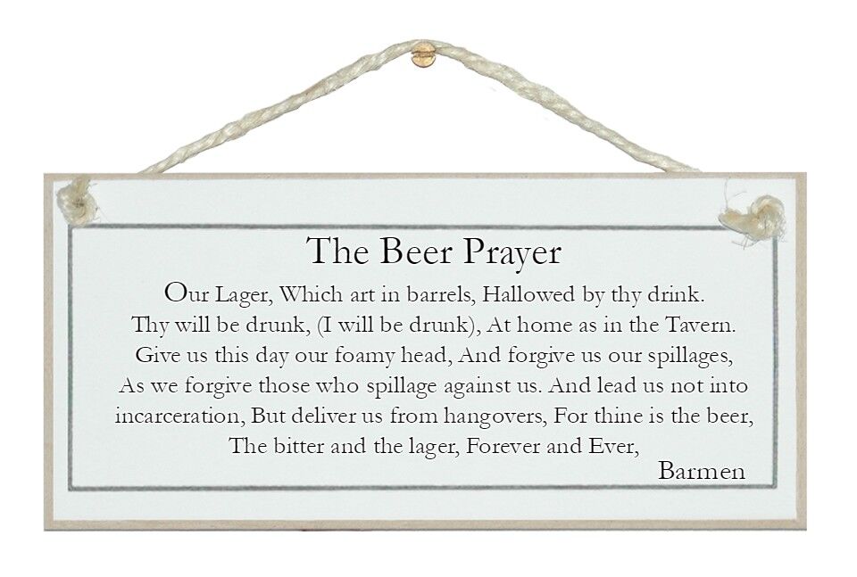 Segni di bevanda di preghiera della birra