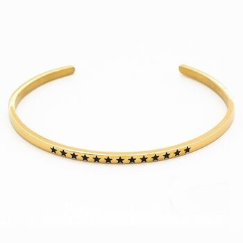 Bracelet acier jonc ouvert étoile strass