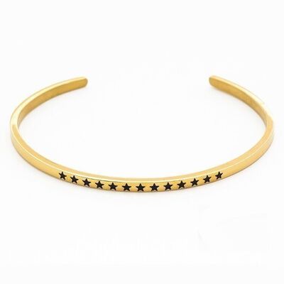 Steel bangle bracelet with rhinestone star
