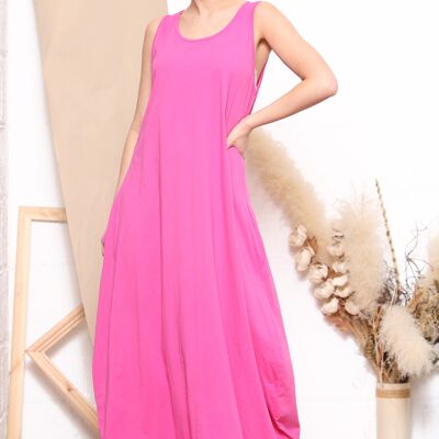 Maxi vestido cómodo fucsia