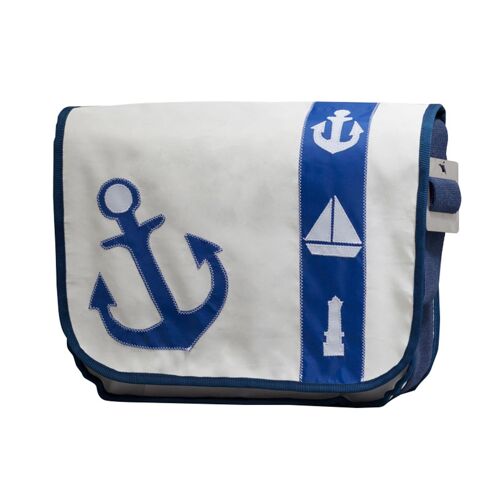 XL Segeltuchtasche Maritim-Anker | blau / weiß