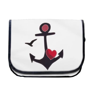Small canvas bag Herzanker | white / gray / red