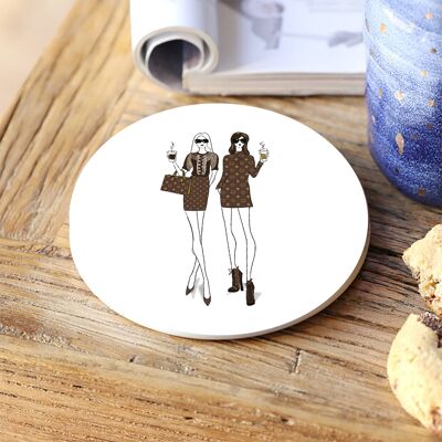 Best Friends- La Vita Fine Bone China Coaster PRE COMMANDE