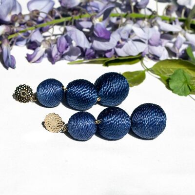 Boucles d'Oreilles Maxi Lolita Fermoir ou Broche - Bleu Marine