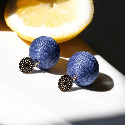Soli Lolita Earrings Pin - Navy Blue