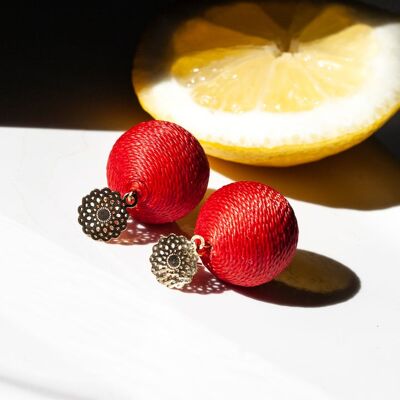 Soli Lolita Earrings Pin - Cherry Red