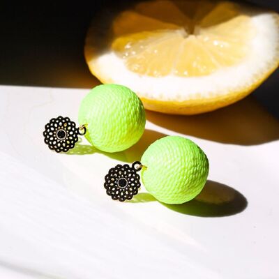Soli Lolita Earrings Pin - Citrus Yellow
