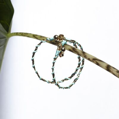 Midi Linda Hoop Earrings - Woven Sky Blue